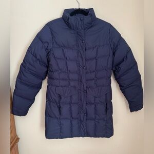 L.L.Bean Women’s DownTek Thigh Length Puffer Coat Size Small Navy Winter Jacket